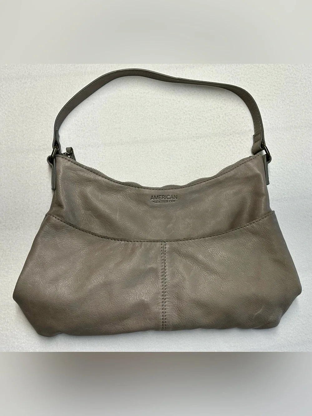 American Leather Co Gray Shoulder Bag • Soft Leather Hobo Tote